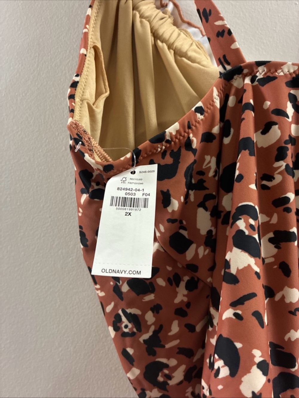 Old Navy Rust Leopard Print Cowl One-Piece Swimsuit - Picture 3 of 7